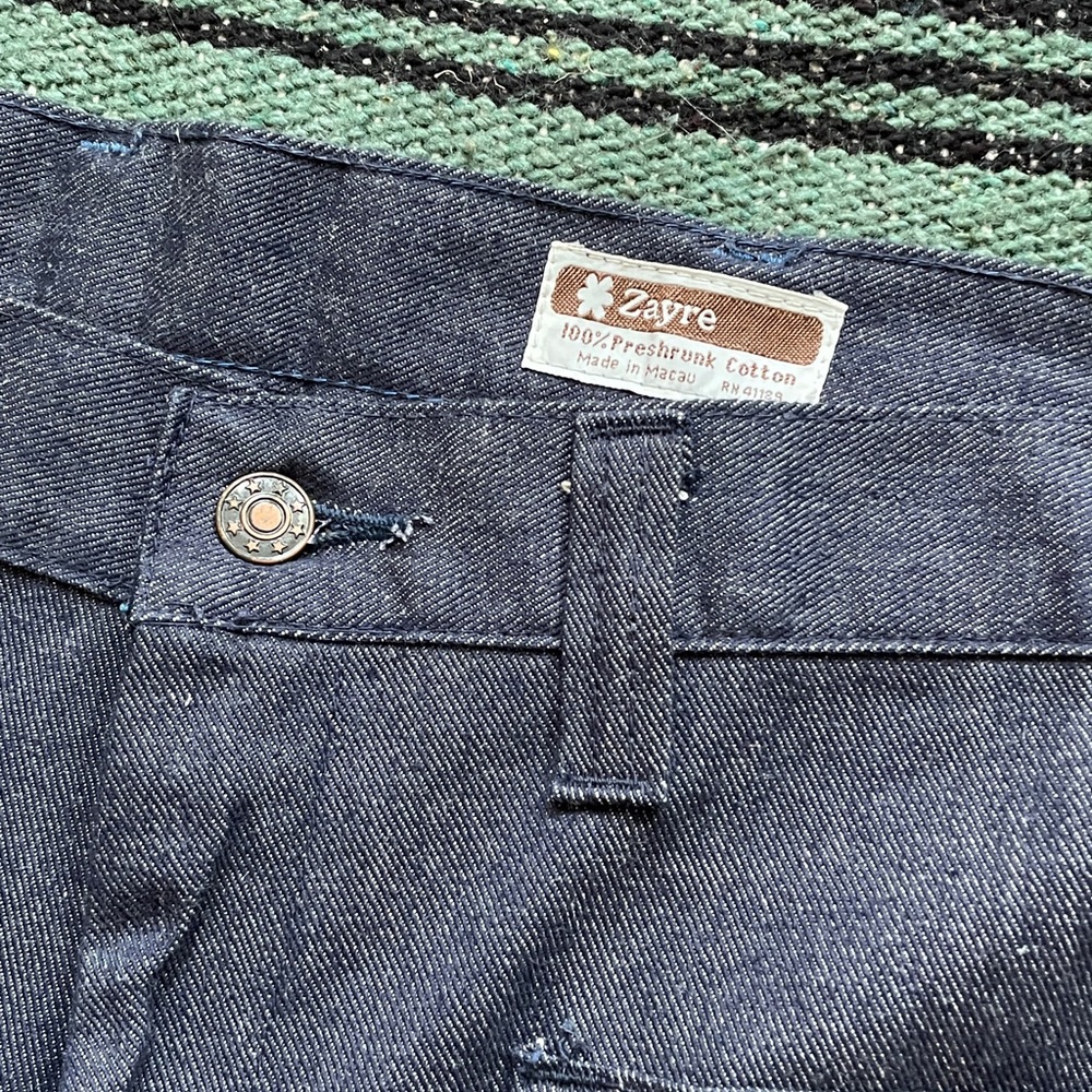 Vintage zayre dark wash 1970s straight with flat denim jeans 36 x 31 - Picture 2 of 5